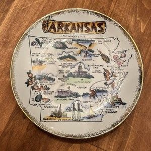VTG Arkansas State Collector Plate Wonder State Lugenes Japan Eureka Benton
